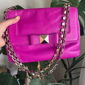Kate Spade Magenta Pink Leather Gold Chain Shoulder Crossbody Purse